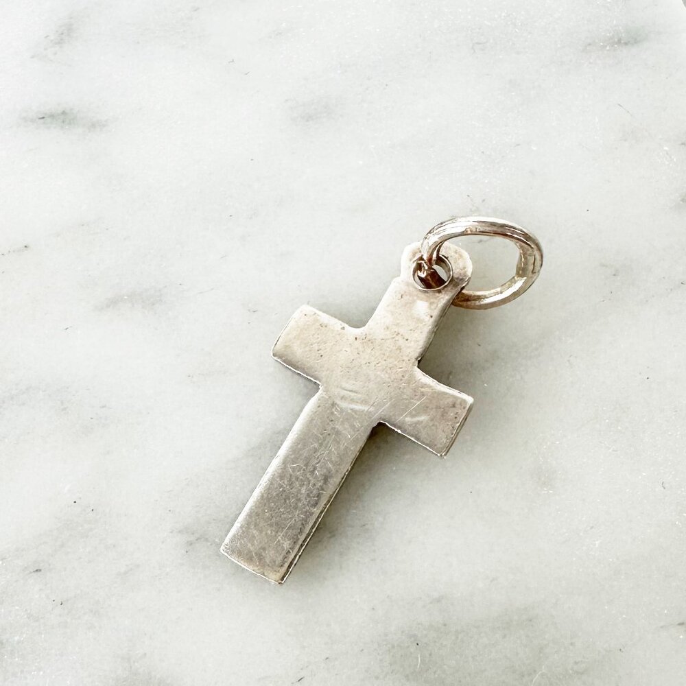 Cross solid silver 950 charm, religious charm,  silver pendants